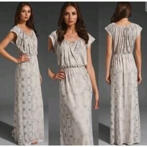 Rebecca Taylor Grey Beige Snakeskin Maxi Dress Women's Size Medium
